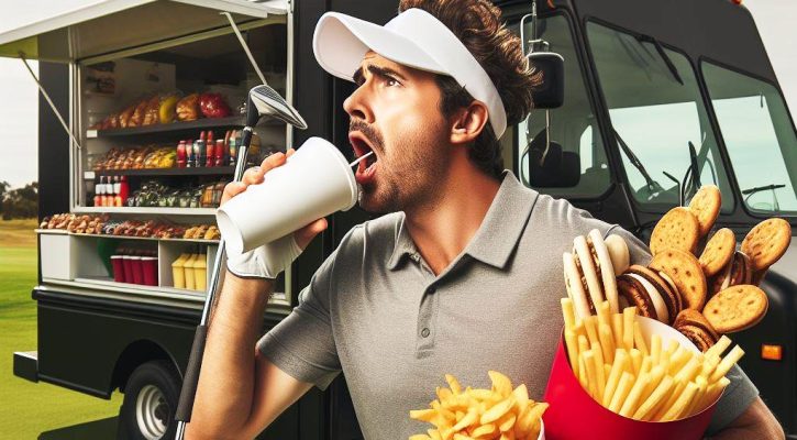 golfer eating drinking